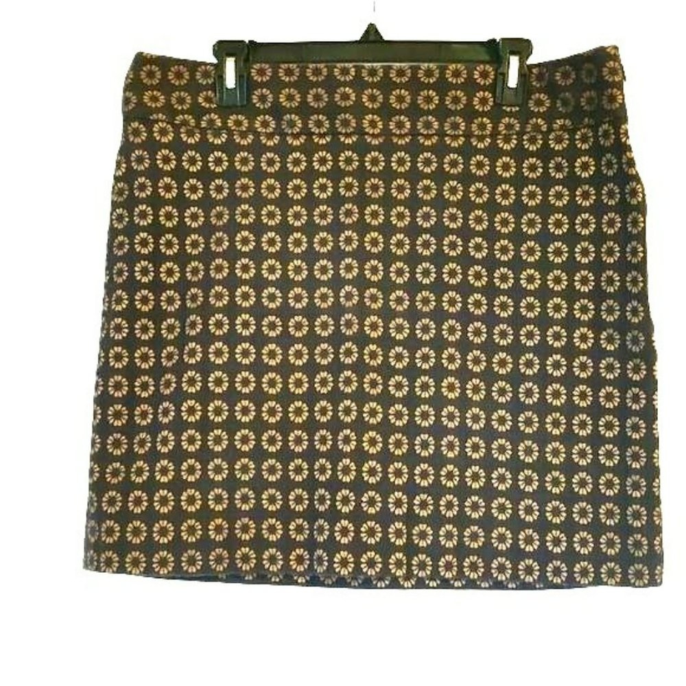 Ann Taylor Loft Size 14 Dark Purple Mini Skirt All Over Sunflower Pattern